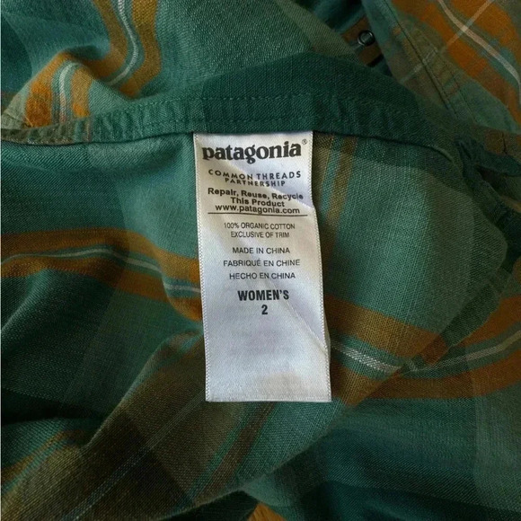 PATAGONIA | NWOT | SETTLERS DRESS ORGANIC COTTON PLAID BELTED | SIZE: 2 - Picture 11 of 12